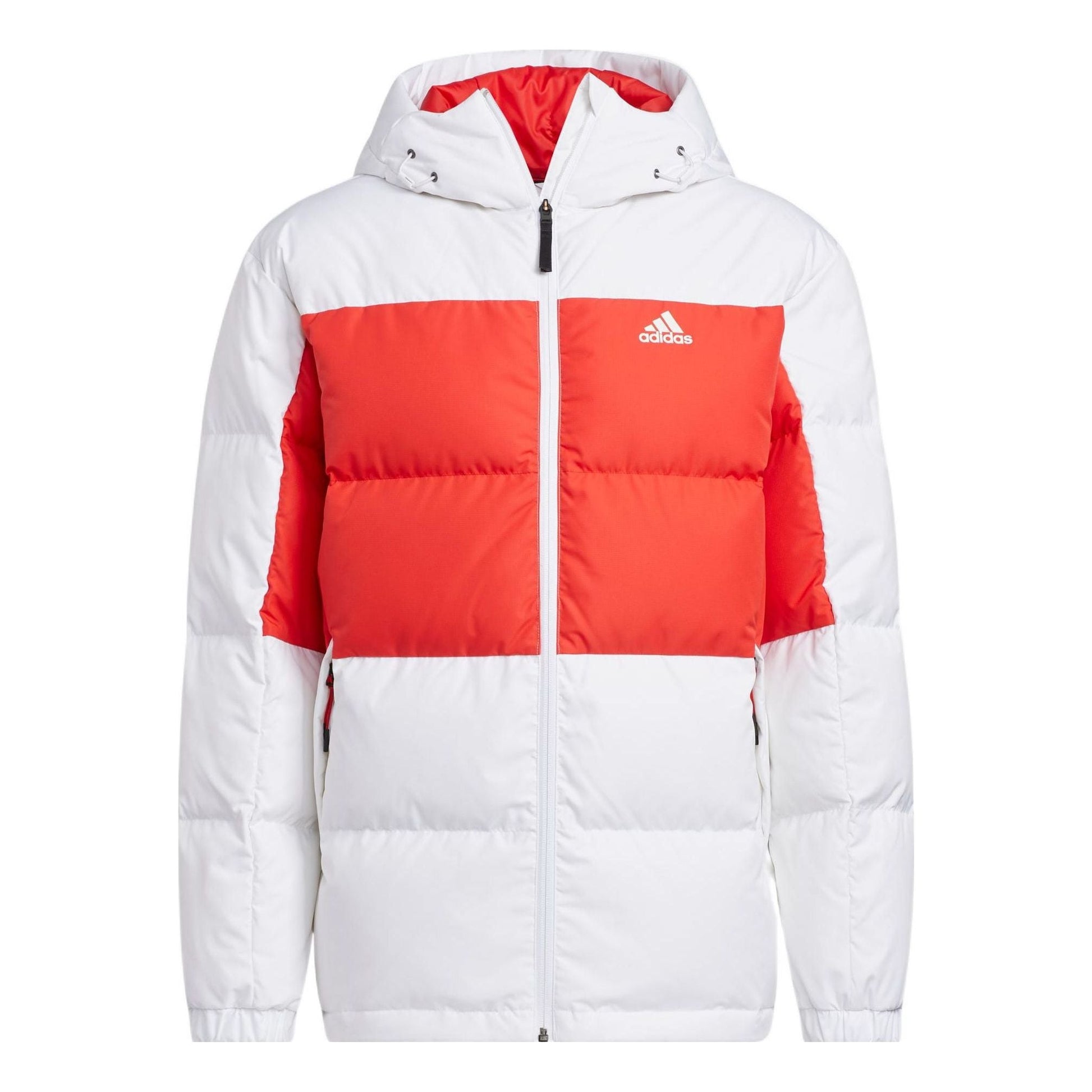 adidas Colorblock Hooded Down Jacket 'White Red' HN2091