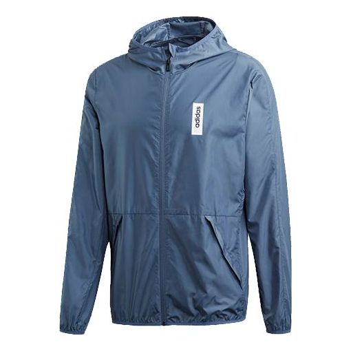 adidas Casual Sports hooded Windproof Woven Jacket Blue EI5587