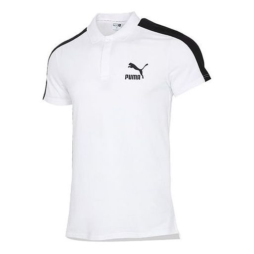 PUMA Iconic T7 Polo Shirt 'White Black' 532290-02