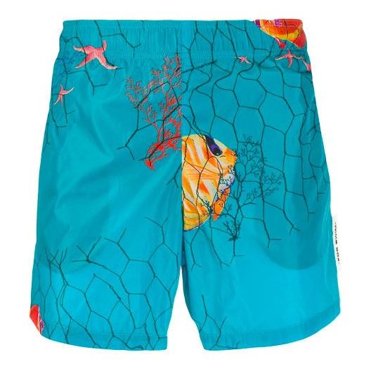 Men's Off-White SS21 Small Printing Lake Blue Pants OMFA003R20G440663188