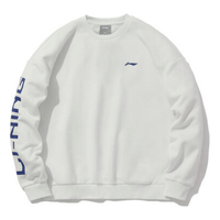 Li-Ning Sports Living Series Logo Printing Fleece Lined Loose Round Neck Pullover White AWDP932-19