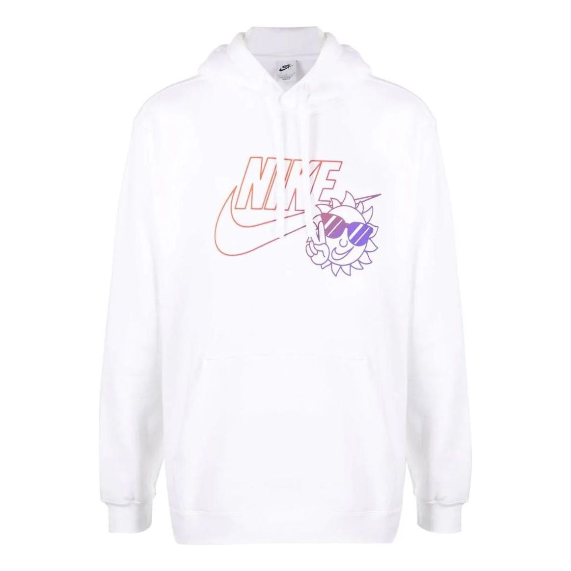 Men's Nike Cartoon Alphabet Logo Printing Drawstring Pullover Hooded Long Sleeves White DN5200-100