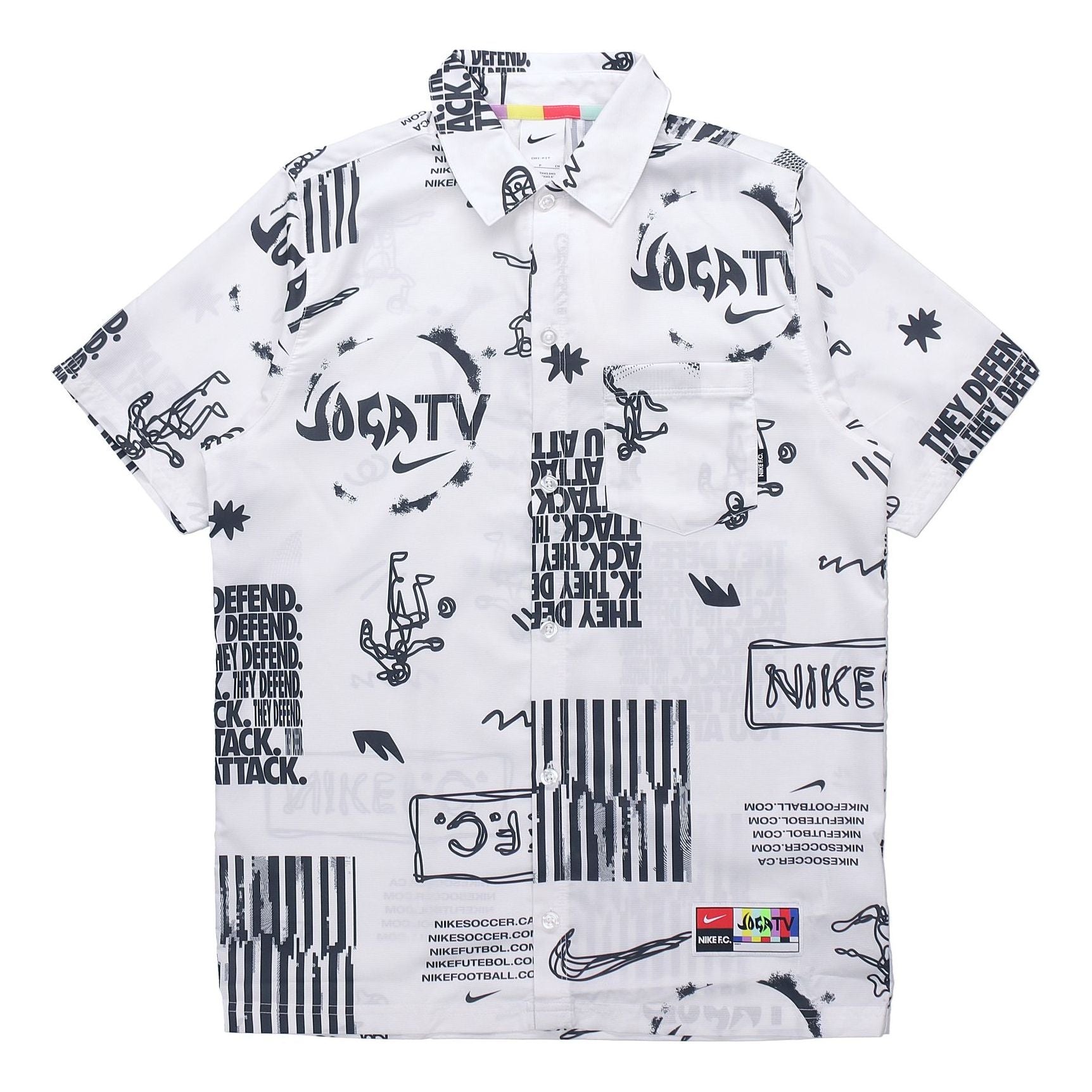 Nike Woven Soccer/Football Athleisure Casual Sports Printing lapel Shirt White DA1474-100