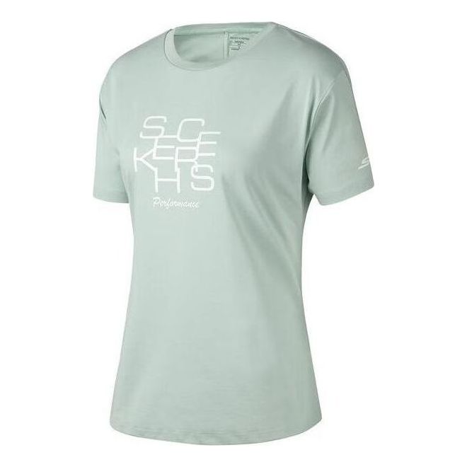 (WMNS) Skechers Sport Short Sleeve Tee 'Green White' P323W003-02QQ