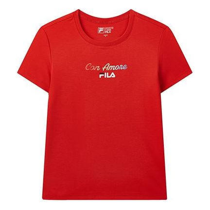 (WMNS) FILA Colorful Alphabet Printing Short Sleeve Red T-Shirt F11W028112F-RD