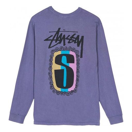 Stussy S Frame Pigment Dyed S Logo Printing Long Sleeves T-shirt Unisex Purple 1994409