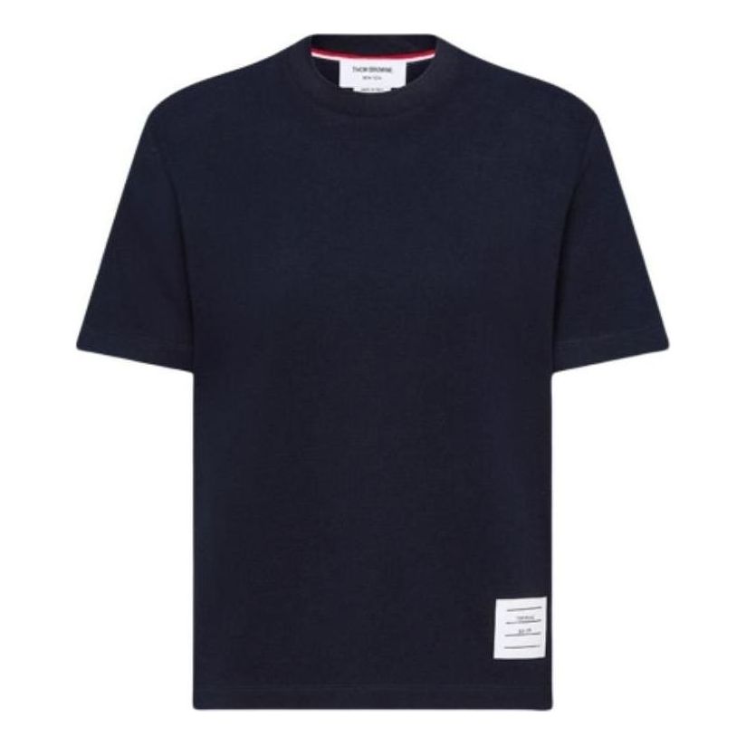 (WMNS) THOM BROWNE Short Sleeve T-Shirt 'Navy' FJS207A-00050-415