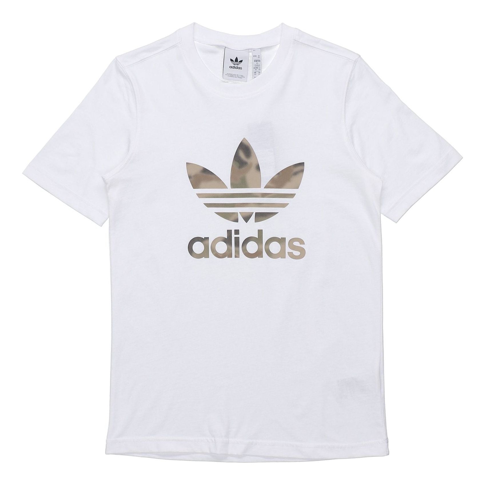 adidas originals CamouflageLogo Printing Round Collar Male White GN1855