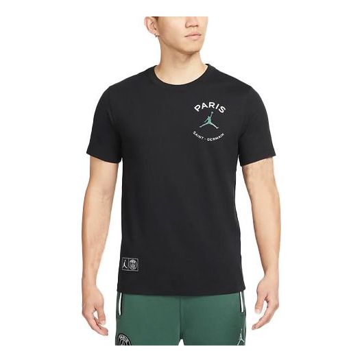 Air Jordan Paris Saint-Germain Logo Printing Round Neck Short Sleeve Black DB6515-010