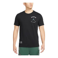 Air Jordan Paris Saint-Germain Logo Printing Round Neck Short Sleeve Black DB6515-010