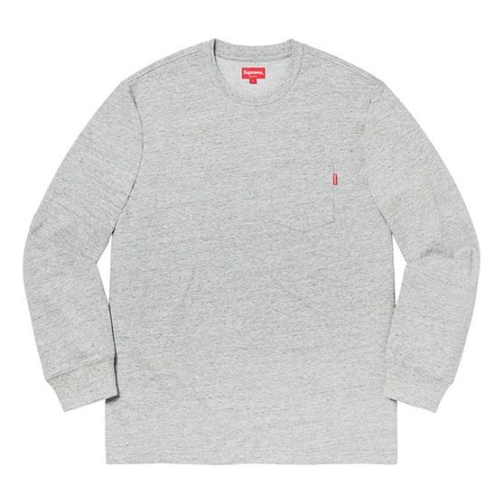 Supreme FW19 Week 12 LS Pocket Heather Grey Tee SUP-FW19-1037