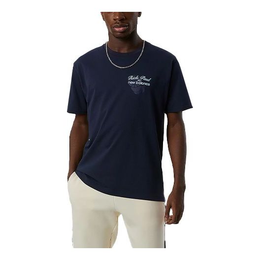New Balance Men's New Balance x Rich Paul Crossover Logo Printing Round Neck Pullover Short Sleeve Navy Blue MT13923-ECL