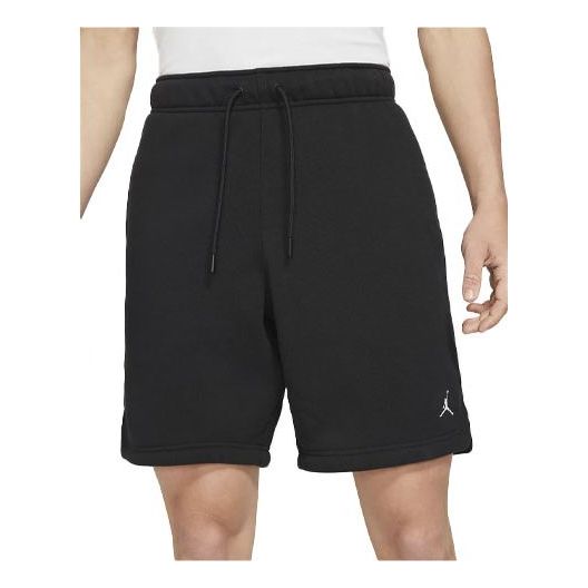 Men's Air Jordan Solid Color Drawstring Fleece Straight Casual Black Shorts DA9827-010