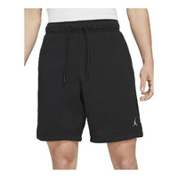 Men's Air Jordan Solid Color Drawstring Fleece Straight Casual Black Shorts DA9827-010