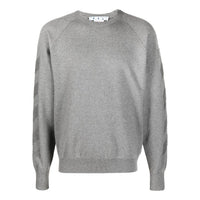 Men's Off-White FW22 Stripe Arrow Logo Printing Round Neck Pullover Version Gray OMHE120C99KNI0010606