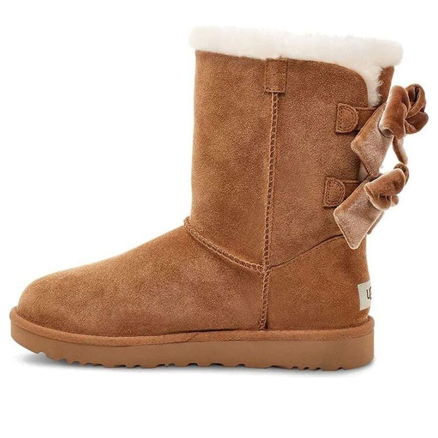 (WMNS) UGG Bailey Bow Velvet Brown 1118854-CHE