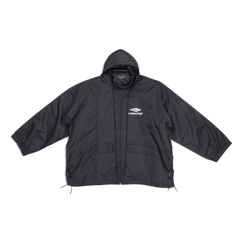 Balenciaga 3B Sports Icon Oversized Windbreaker Jacket 'Black' 698871TLO251000