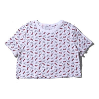 (WMNS) Nike Sportwear Full Print Round Neck Short Sleeve White CU9698-100