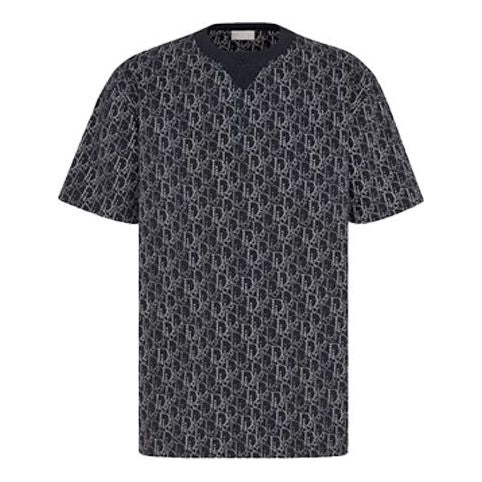 DIOR Logo Bead Effect Short Sleeve For Men Navy 043J625C0674-C588
