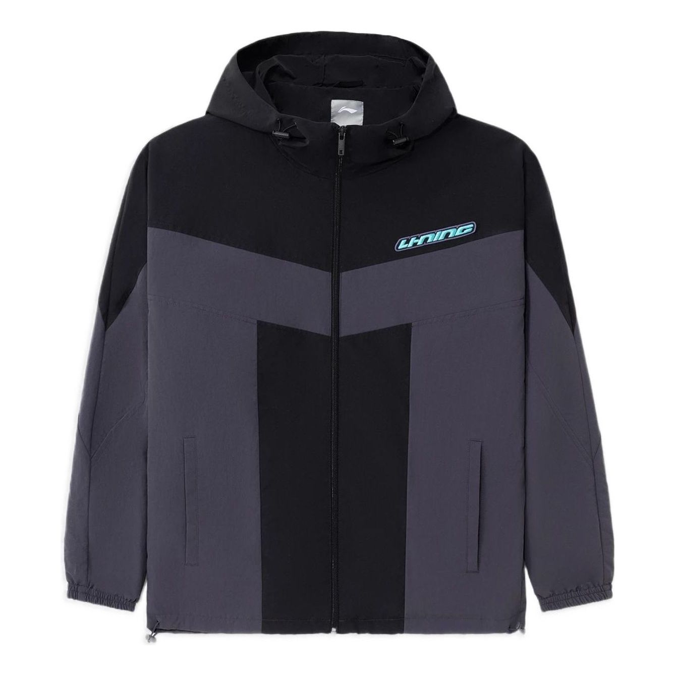 Li-Ning Sports Living Series Colorblock Hooded Jacket 'Grey Black' AFDS033-4