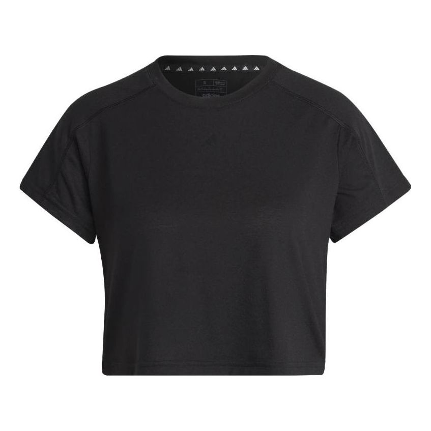 (WMNS) adidas Aeroready Train Essentials 3 Bar Logo Crop T-Shirt Asia Sizing 'Black' HR7789