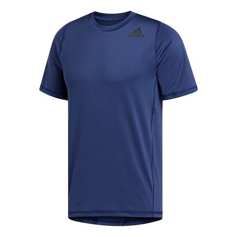 adidas Logo Printing Training Sports Short Sleeve Blue FL4607