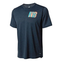 New Balance Logo Printing Round Neck Short Sleeve Blue Gray AMT01235-EM1