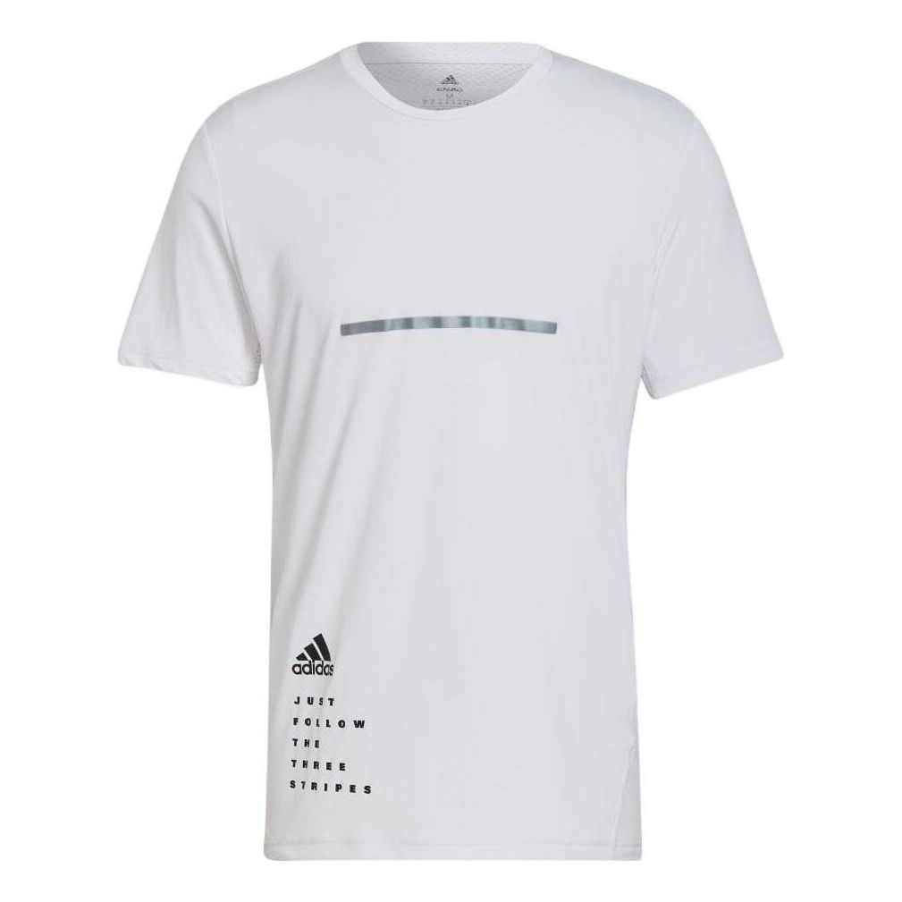 adidas Logo Printing Stripe Round Neck Short Sleeve White HB7423