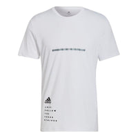adidas Logo Printing Stripe Round Neck Short Sleeve White HB7423