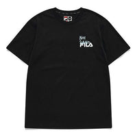 Men's FILA FUSION Alphabet Logo Round Neck Short Sleeve Dark Black T-Shirt T11M131107A-BK