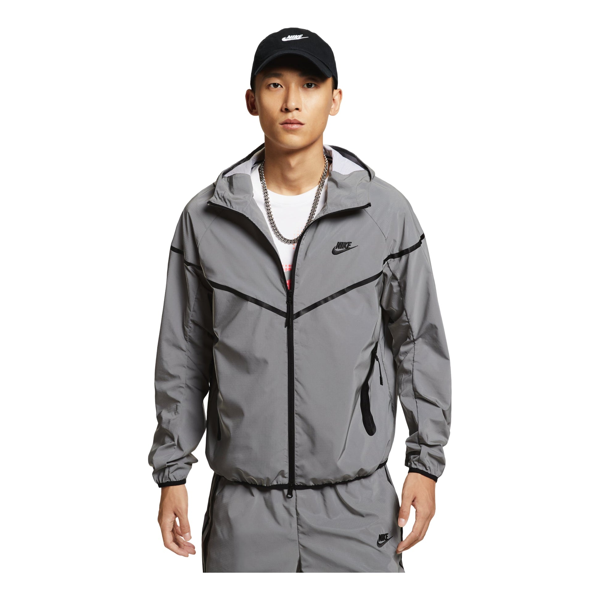 Nike Tech Woven Flash Jacket Reflect Asia Sizing 'Silver Black' FZ7586-035
