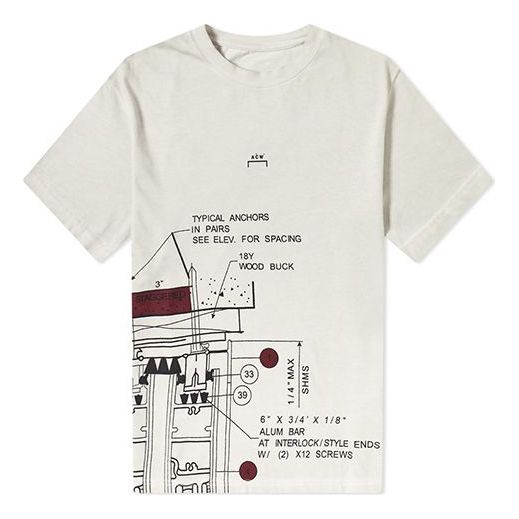 A-COLD-WALL* SS20 Blueprint Tee Small logo Blue Printing Short Sleeve Unisex White ACWMTS003WHL-WH