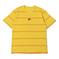Men's Nike Logo Micro Mark Stripe Round Neck Short Sleeve Yellow T-Shirt DQ1117-709