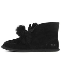 (WMNS) UGG Kallen Suede Moc Toe Pom Pom Slipper 'Black' 1017541-BLK
