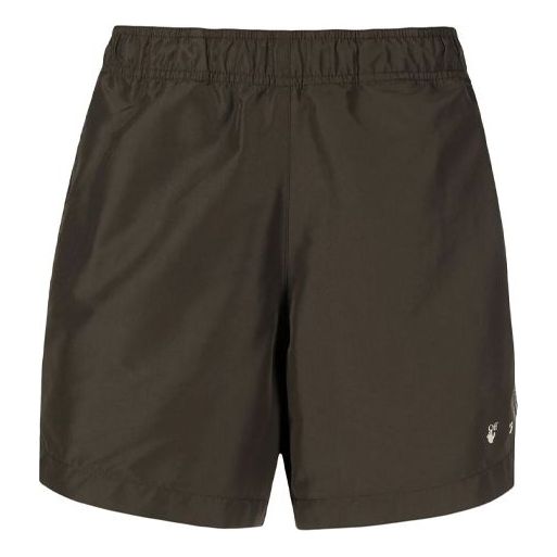 Off-White Men's SS21 Logo Pants Shorts Slim Fit Brown OMFA003S21FAB0015901