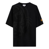 Men's KENZO K-Tiger Tiger Head Pattern Round Neck Short Sleeve Black T-Shirt FA65TS5334TK-99