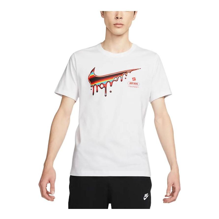 Men's Nike Large Logo Printing Round Neck Pullover Short Sleeve White T-Shirt DR8065-100