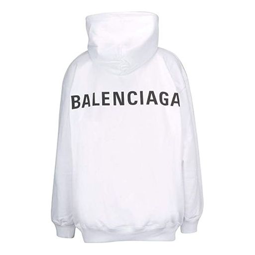 Men's Balenciaga Back Alphabet hooded Long Sleeves White 556113TAV379000