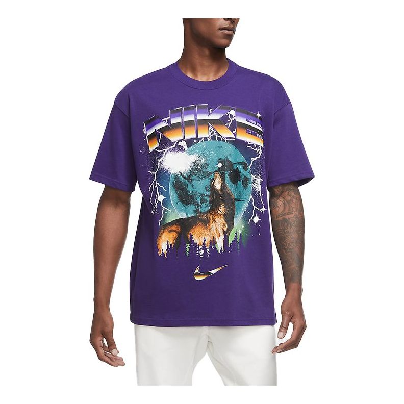 Nike Howlin Moon Ball Printing Logo Short Sleeve Purple CV2103-566