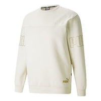 PUMA Winterized Crew Bronzing Logo Splicing Sports Round Neck Pullover White 848256-73
