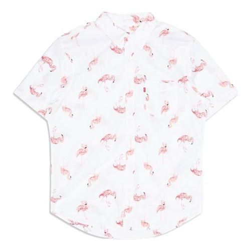 Men's Levis HAILEY AND JADEN Series Printing Short Sleeve Shirt White 86624-0004
