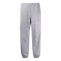 (WMNS) Off-White Embroidered Gray Sports Pants/Trousers/Joggers OWCH006E20FLE0010535