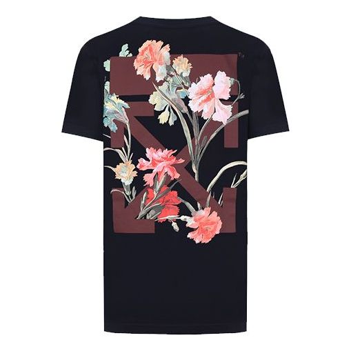 (WMNS) Off-White Flower Print Casual Round Neck Short Sleeve Normal Fit OWAA049E19B070661024