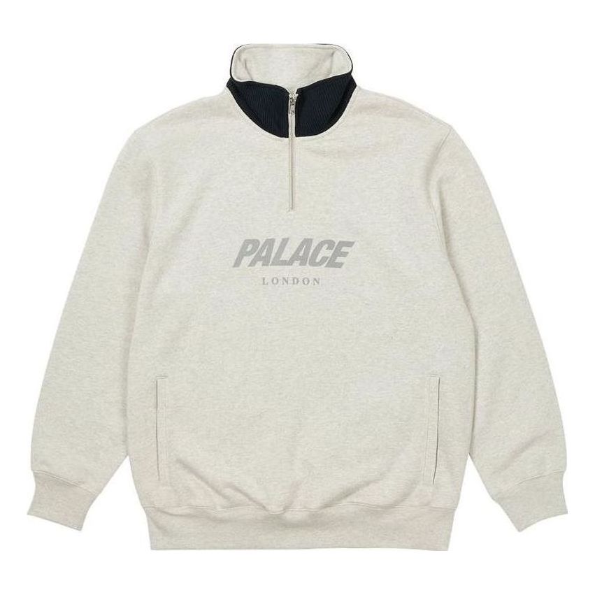 Palace Rib 1/4 Zip Funnel 'Grey Marl' P23CS256