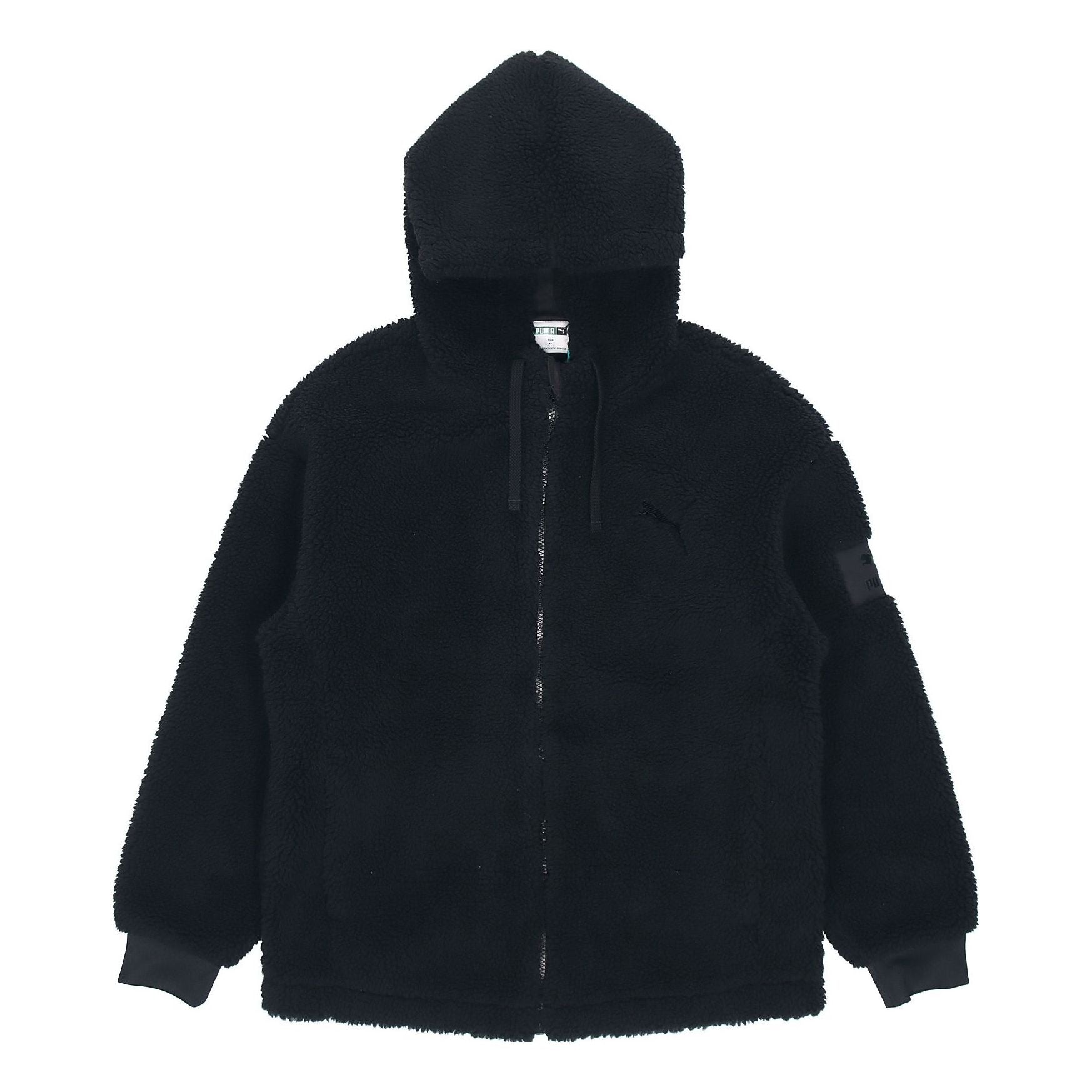 PUMA lamb's wool hooded Stay Warm Windproof logo Jacket Black 535066-01