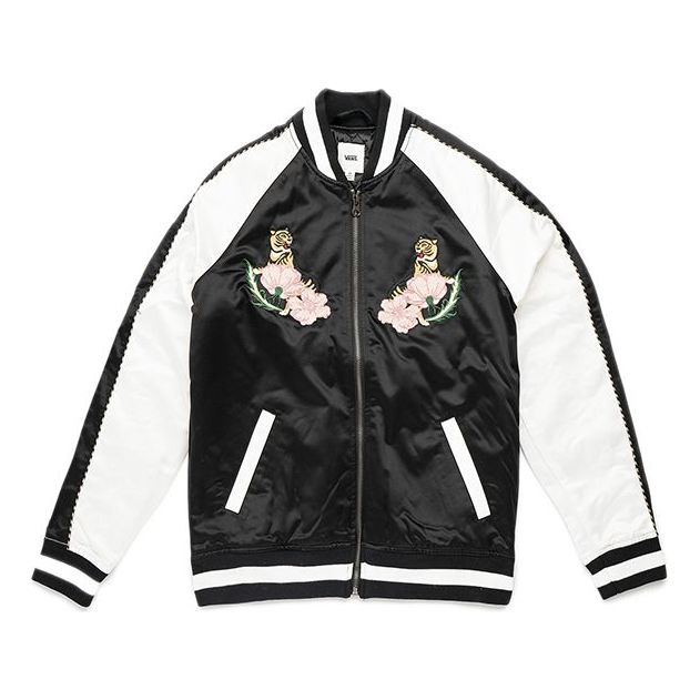 (WMNS) Vans Tiger Floral Embroidery Baseball Jacket Black VN0A3D7LBLK