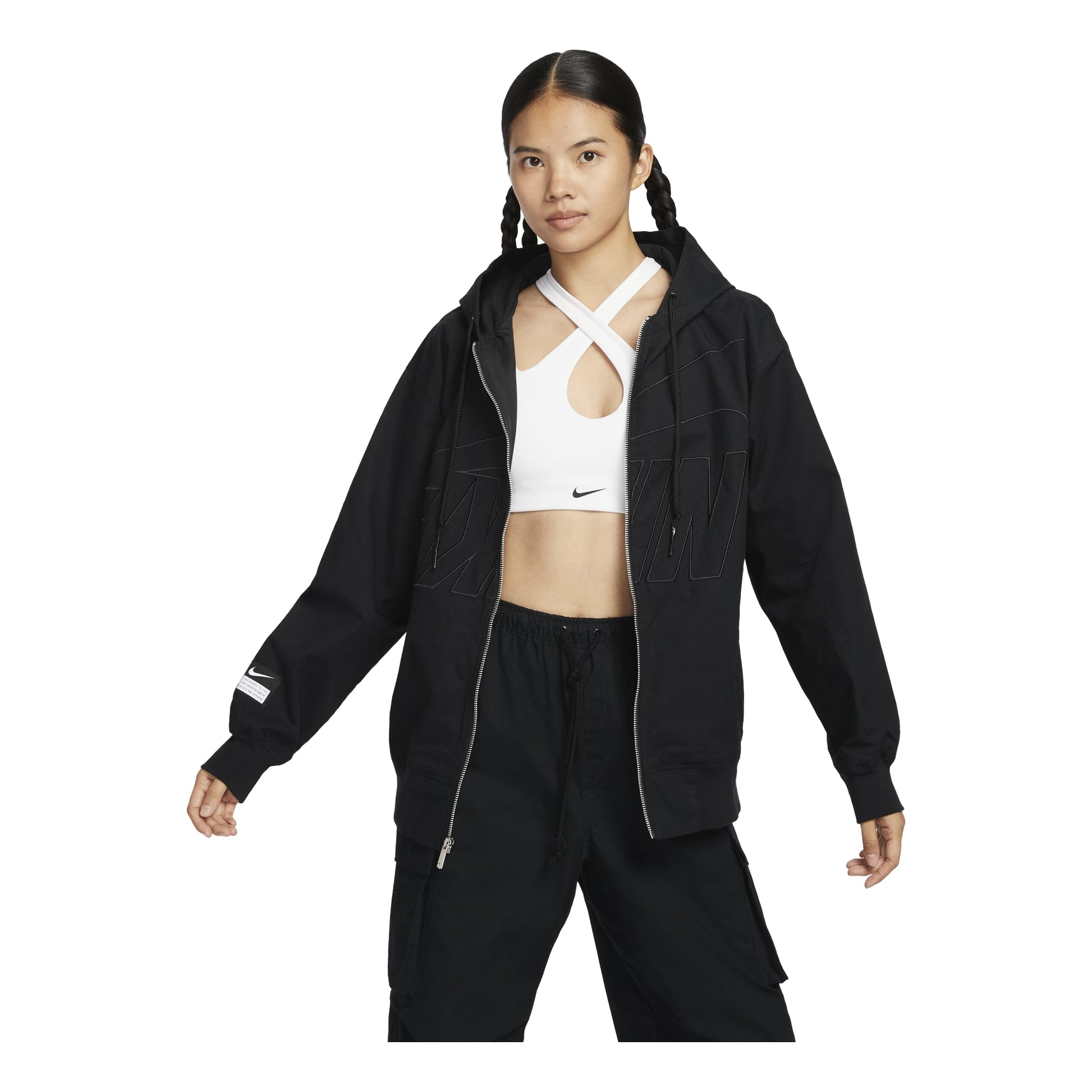 (WMNS) Nike Bis Swoosh Jacket 'Black' FV7775-010