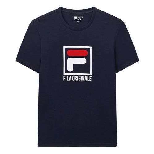 FILA Alphabet Logo Printing Cotton Sports Short Sleeve Navy Blue F51M018106F-NV