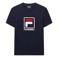 FILA Alphabet Logo Printing Cotton Sports Short Sleeve Navy Blue F51M018106F-NV