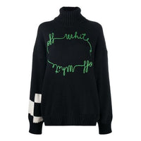 (WMNS) Off-White logo Knitted Sweater Black OWHF008E20KNI0021055